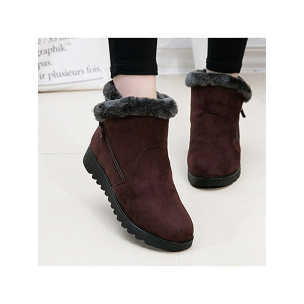 Details about   Womens Fur Lined Thick Winter Warm Shoes Faux Suede Mid Block Heel Ankle Boots s